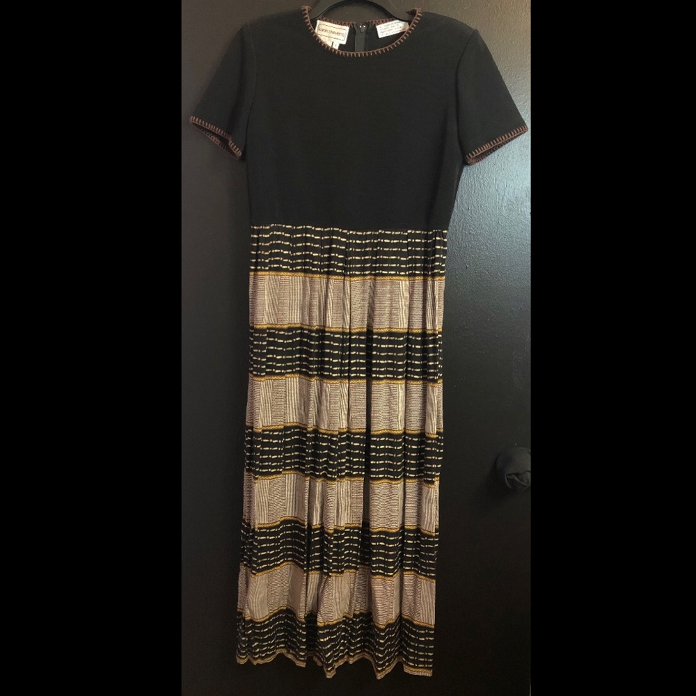 Vintage Karin Stevens Striped Maxi Dress w Vest